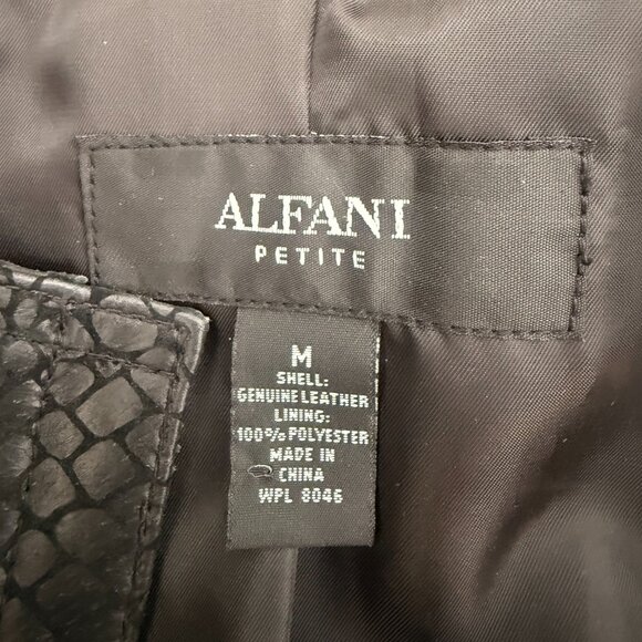 Alfani Petite Genuine Leather Jacket | Snakeskin Embossed | Satin Lined | Sz M - Picture 9 of 11